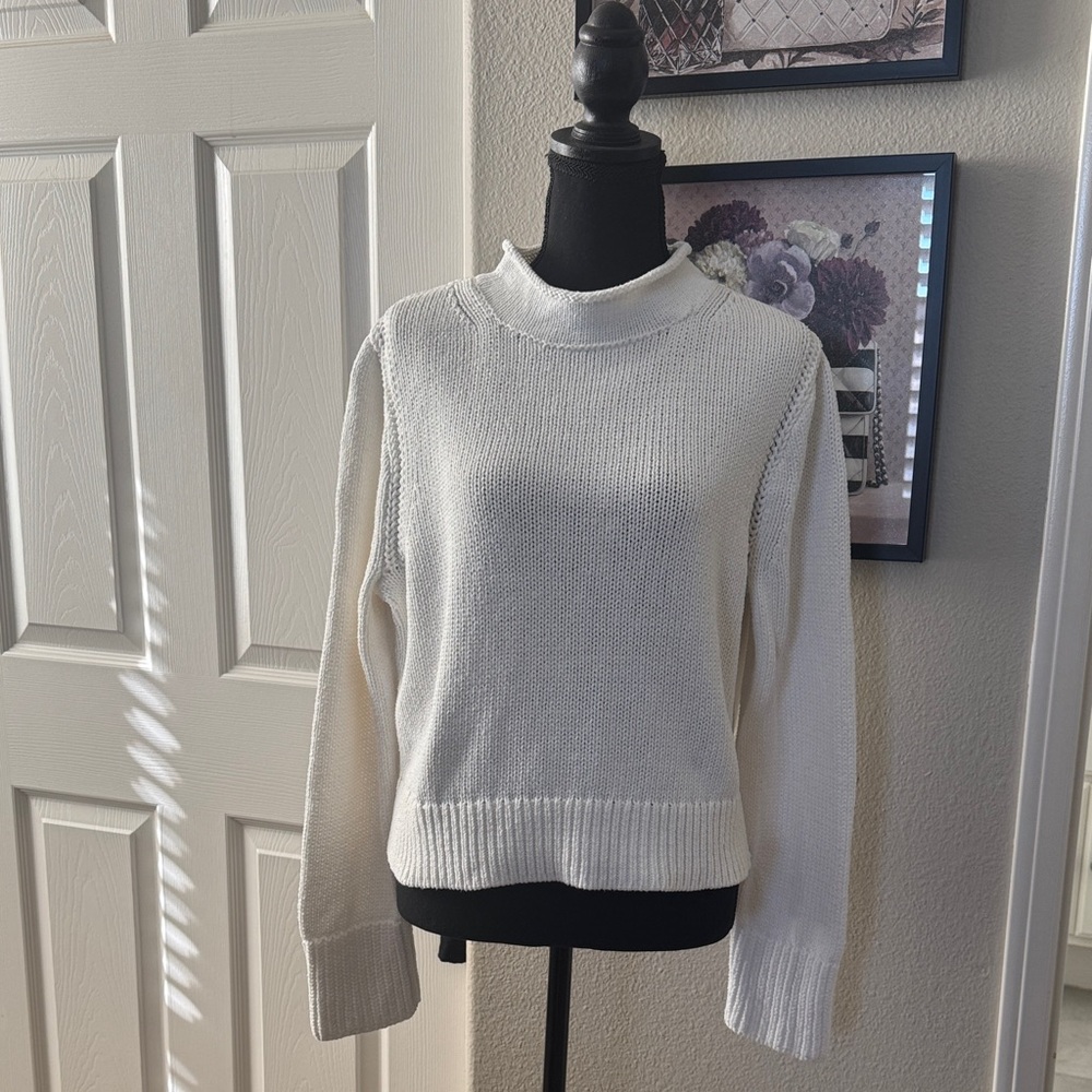 J. Crew Elegant White Crew Neck Sweater